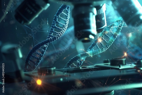 CRISPR-Cas9 gene editing technology in action, illustrating the targeted modification of specific genes for therapeutic purposes.