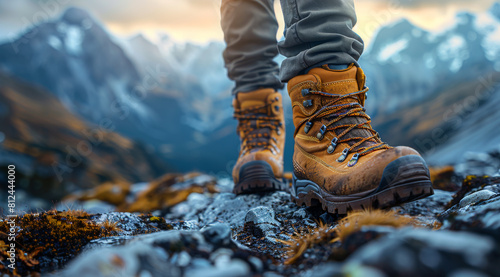 Hiker walking in the mountains