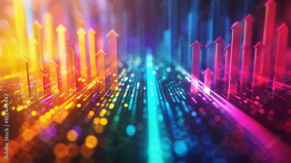 Vibrant 3D investment chart with rising arrows showcasing significant financial growth and potential Vibrant 3D investment chart with rising arrows showcasing significant financial growth and potential