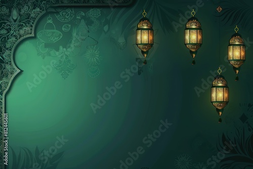 illustration of abstract beautiful green color eid background. photo