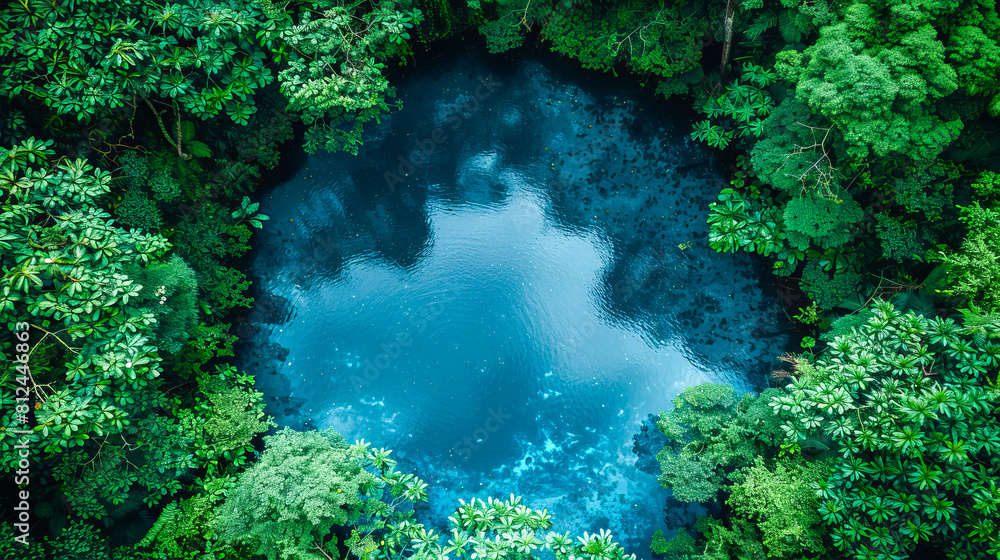 Enchanting aerial view of amazonian rainforest oasis