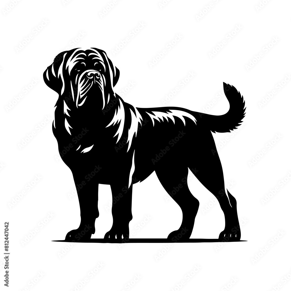 Obraz premium Minimalist English Mastiff Vector- Silhouette of English Mastiff- Illustration Of English Mastiff.