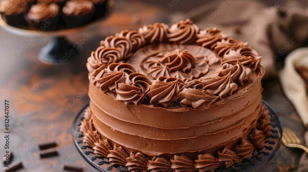 Cake with brown frosting made of chocolate Cake with brown frosting made of chocolate