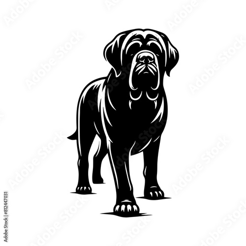 Minimalist English Mastiff Vector- Silhouette of English Mastiff- Illustration Of English Mastiff.