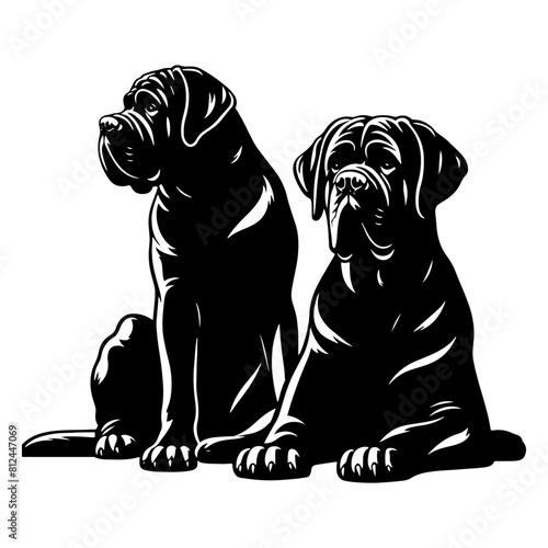 Minimalist English Mastiff Vector- Silhouette of English Mastiff- Illustration Of English Mastiff.