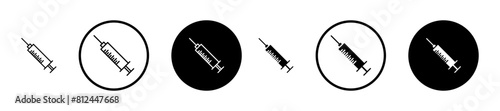 Syringe vector icon set. Medical injection icon for healthcare systems. photo