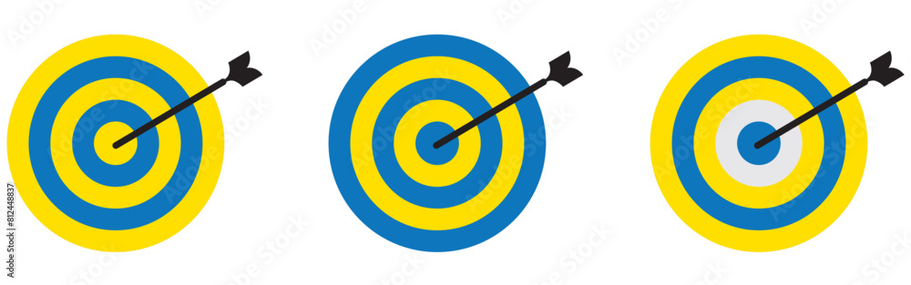  target goal with arrow isolated on white background icon symbol flat vector illustration