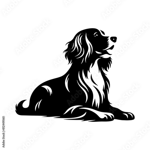 Dog Silhouette- English Springer Spaniel vector silhouette- English Springer Spaniel Illustration- Minimalist English Springer Spaniel Vector Silhouette.