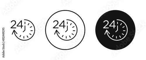 Time twenty four line icon set. Continuous operation vector icon for UI designs. photo