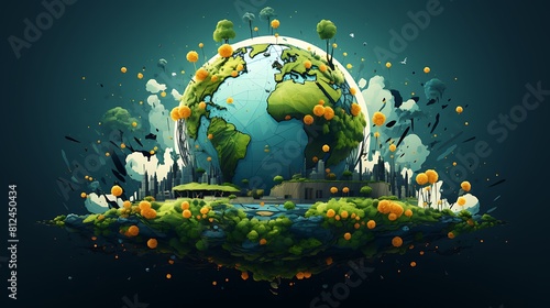 An illustration of Earth with a message encouraging the protection of natural heritage sites for Earth Day. © Tayyab