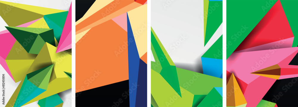 Mosaic triangles poster geometric abstract background set Mosaic triangles poster geometric abstract background set