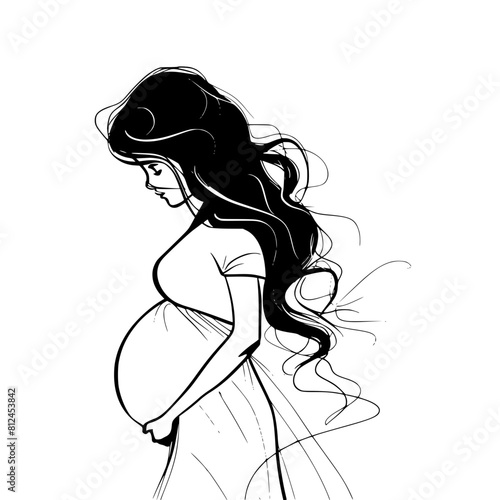 Vector sketch of pregnant woman