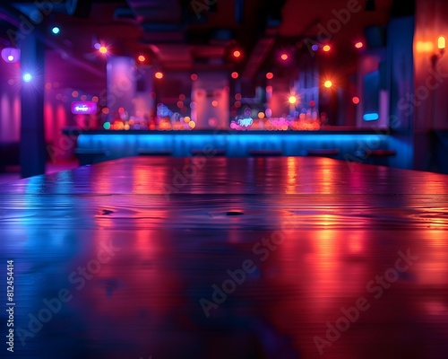 Sleek and Contemporary Bar Table in Vibrant Nightclub Ambiance for Lifestyle Product Display © Thares2020