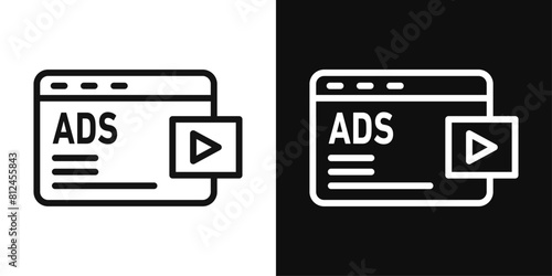 Digital Ad Icon Set. PPC and Online Advertising Vector Symbol.