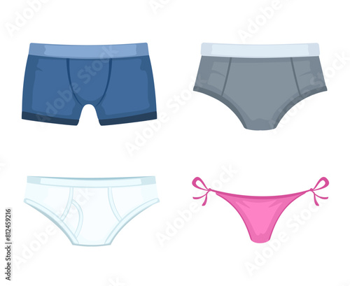 Under Wear Male And Female Collection Set Illustration Vector