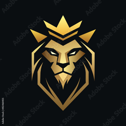 black Golden Aura Unique golden roaring Lion face  front view  Logo Vector Radiating Luxury and Refinement   premium style logo  elegant vector logo  consistency in each shape  perfect logo.