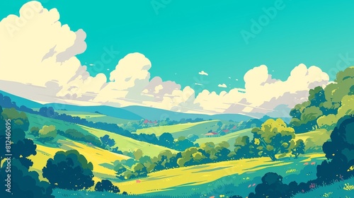 Breathtakingly lovely landscape illustrations ideal as background designs for graphic design with archipelagos photo