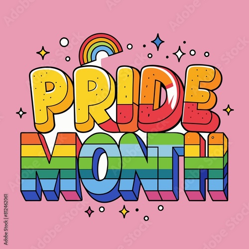 Pride month poster text message on rainbow background  freedom flag human rights and to celebrate lgbtq