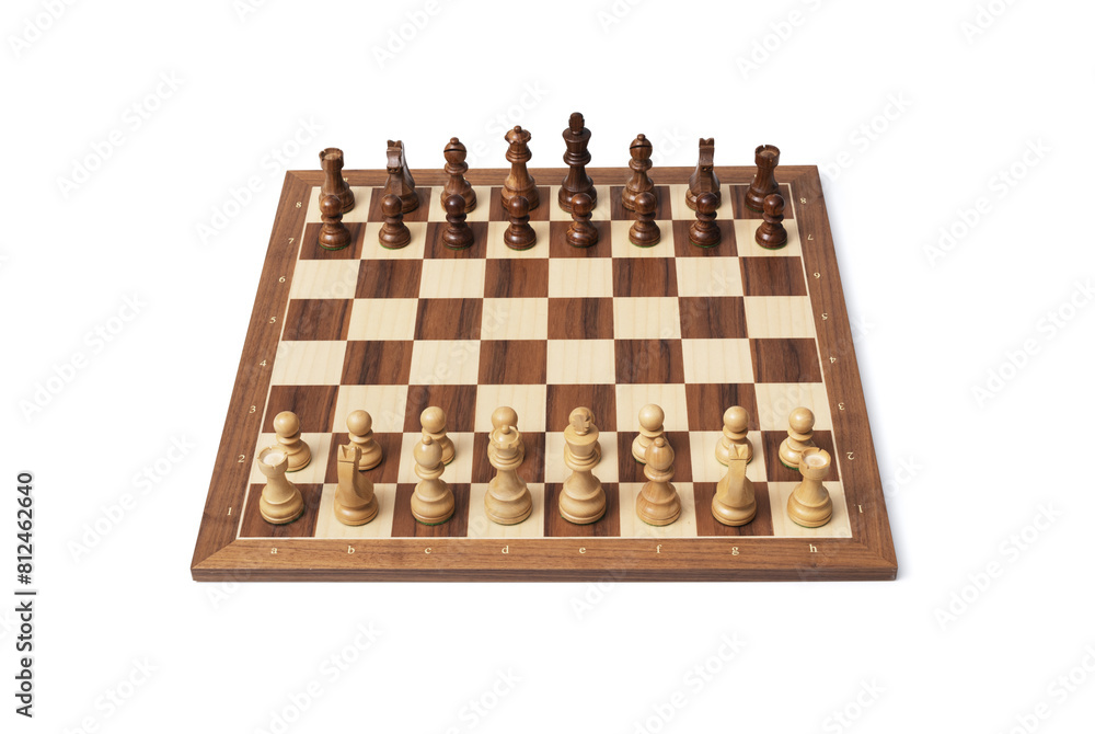 Chessboard ready for the game on white background Chessboard ready for the game on white background