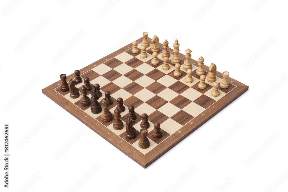 Chessboard ready for the game on white background Chessboard ready for the game on white background