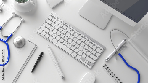 Modern Minimalist Home Office Desk with Medical Theme