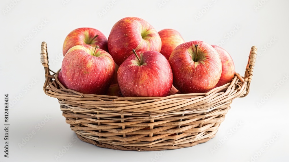 Apples arranged in a basket on a clean white background Apples arranged in a basket on a clean white background