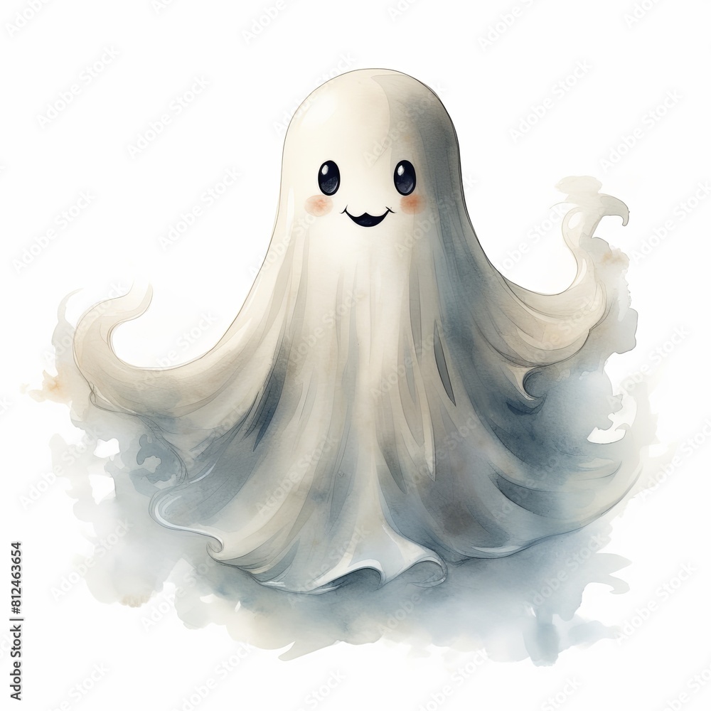 A cute ghost with a friendly smile. A cute ghost with a friendly smile.