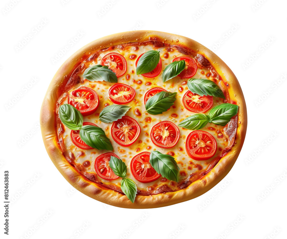 Isolated Pizza with Salami, Tomatoes, and Cheese on White Background Isolated Pizza with Salami, Tomatoes, and Cheese on White Background