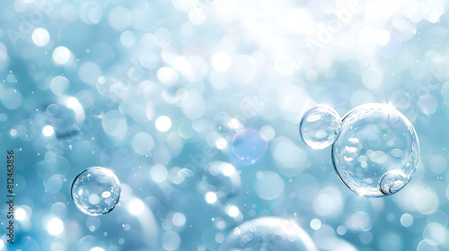 Cute bubble background wallpaper Background with transparent blue soap bubbles floating exuding a natural freshness