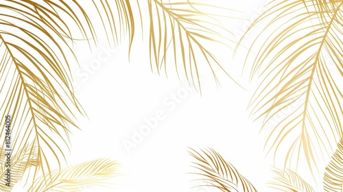 A palm tree with a white background featuring gold lines and leaves, website background, design template © Cloudspit