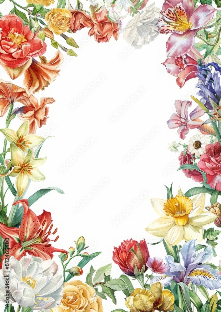 A colorful flower arrangement with a white background A colorful flower arrangement with a white background