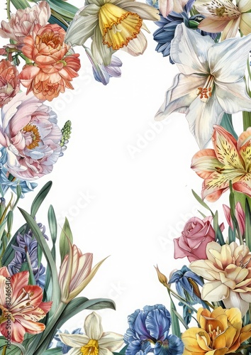 A colorful flower arrangement with a white background