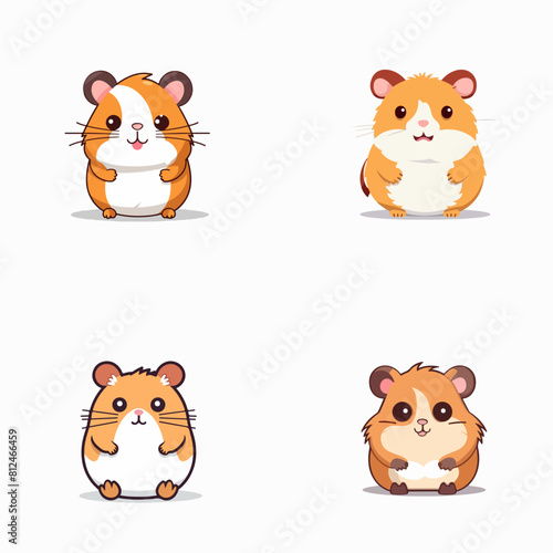 set cartoon hamster isolated on white background