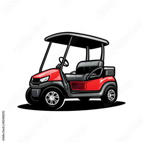 electric vehicle golf cart illustration color vector template