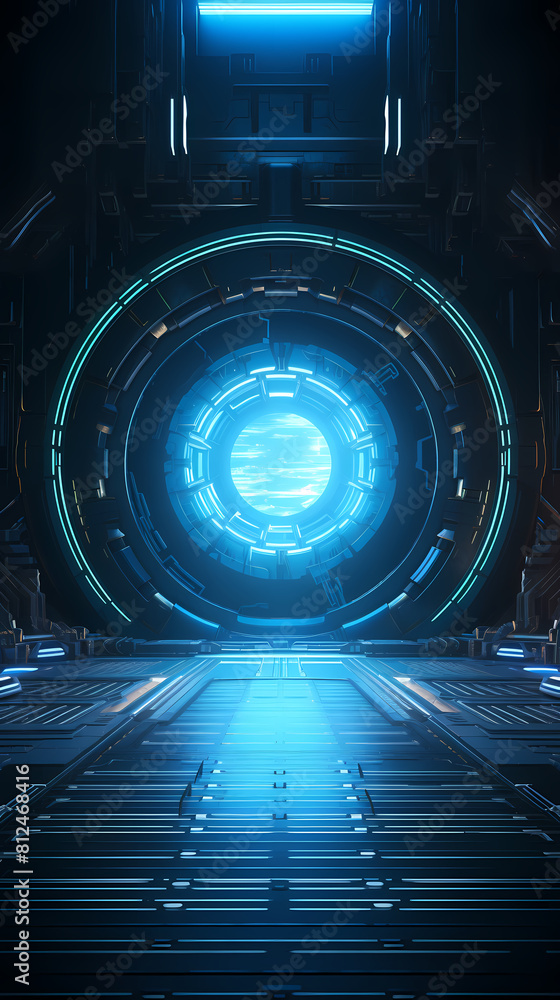 Obraz premium Abstract blue technological background