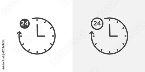 24-Hour Icon Set. Full Day Service and Support Vector Symbol. photo