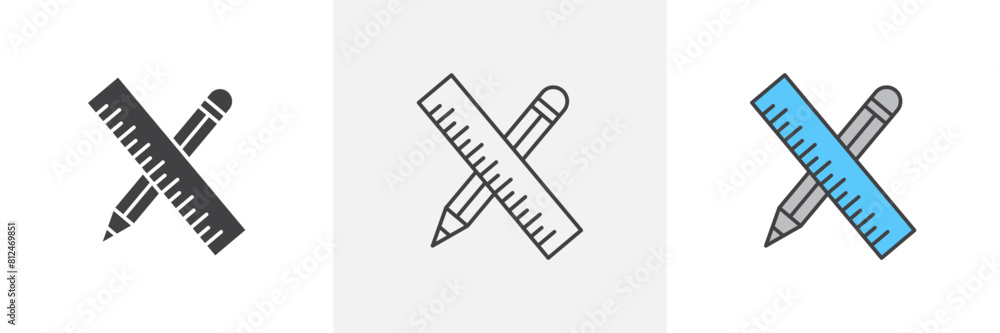 Drawing Tools Icon Set. School Measurement Instruments Vector. Pencil and Ruler Symbol. Project Stationery Tools Sign. Drawing Tools Icon Set. School Measurement Instruments Vector. Pencil and Ruler Symbol. Project Stationery Tools Sign.