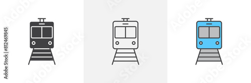 Commuter Train Icon Set. Underground Metro or Rail Vector. Train Transportation Symbol. Rail System Icon.