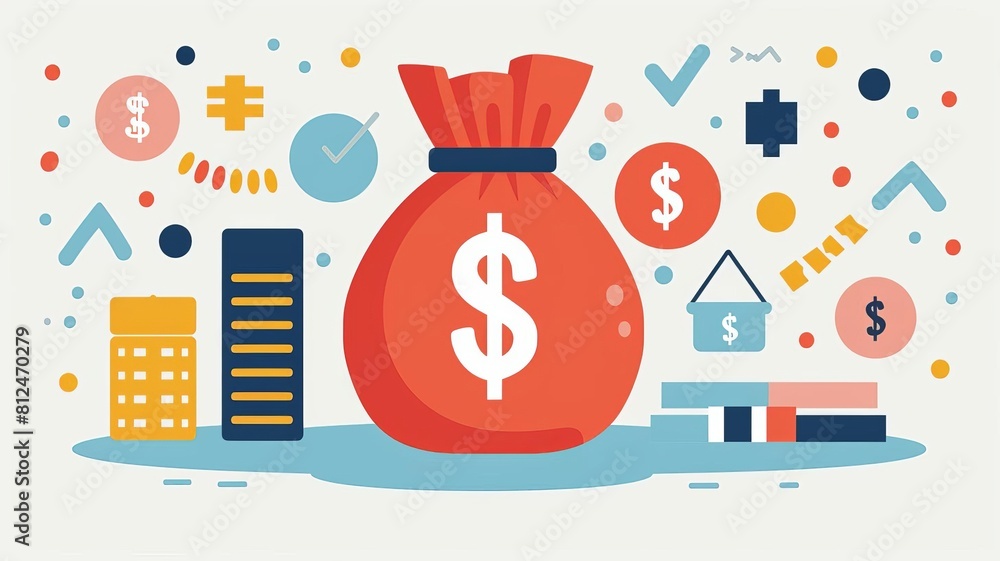 Design a vintageinspired poster featuring iconic symbols of finance ...