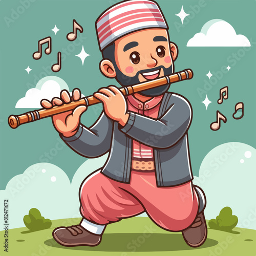 man Flute Player happy music