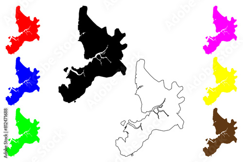 Navi Mumbai City (Republic of India, Maharashtra State) map vector illustration, scribble sketch City of New Bombay map