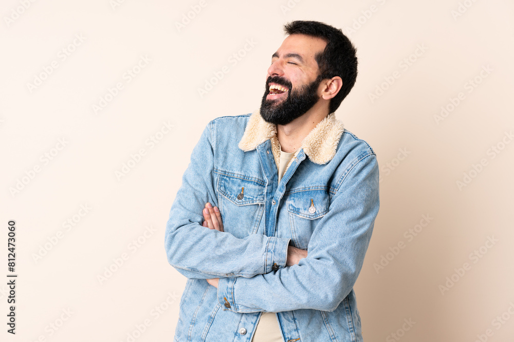 Caucasian man with beard over isolated background happy and smiling Caucasian man with beard over isolated background happy and smiling