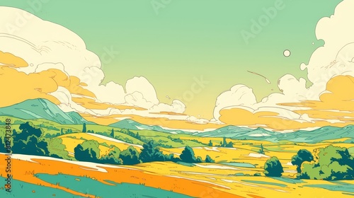 Gorgeous and tranquil landscape cartoons ideal as background designs for digital art with sierpinski triangles