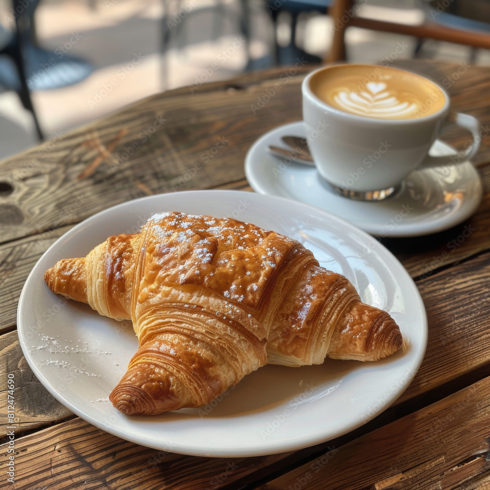 cappuccino with croissant cappuccino with croissant