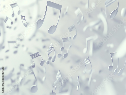 Silberne fliegende Notenschlüssel der Musik auf hellen Hintergrund photo