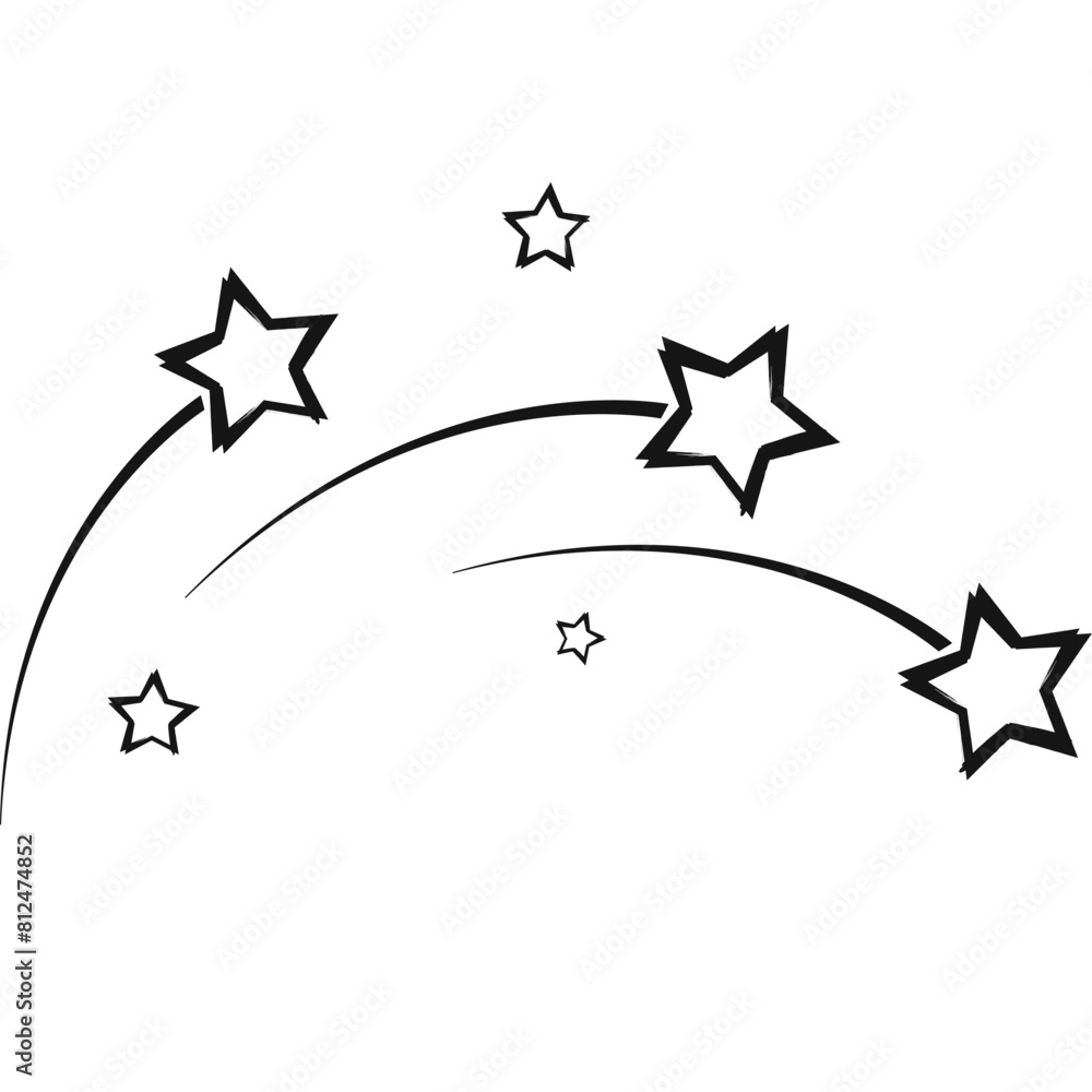 Hand Draw Shooting Star Silhouette Hand Draw Shooting Star Silhouette