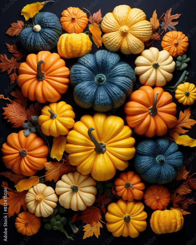 Top view pumpkins arrangement Top view pumpkins arrangement