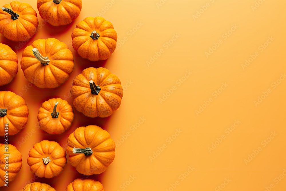 Top view pumpkins on bright background autumn concept Top view pumpkins on bright background autumn concept