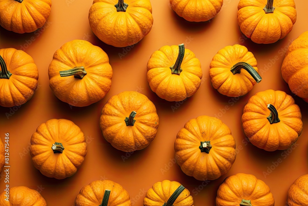 Top view pumpkins on bright background autumn concept Top view pumpkins on bright background autumn concept