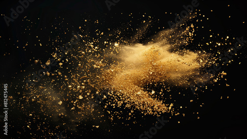 Luxurious Gold Glitter Explosion on Black Background